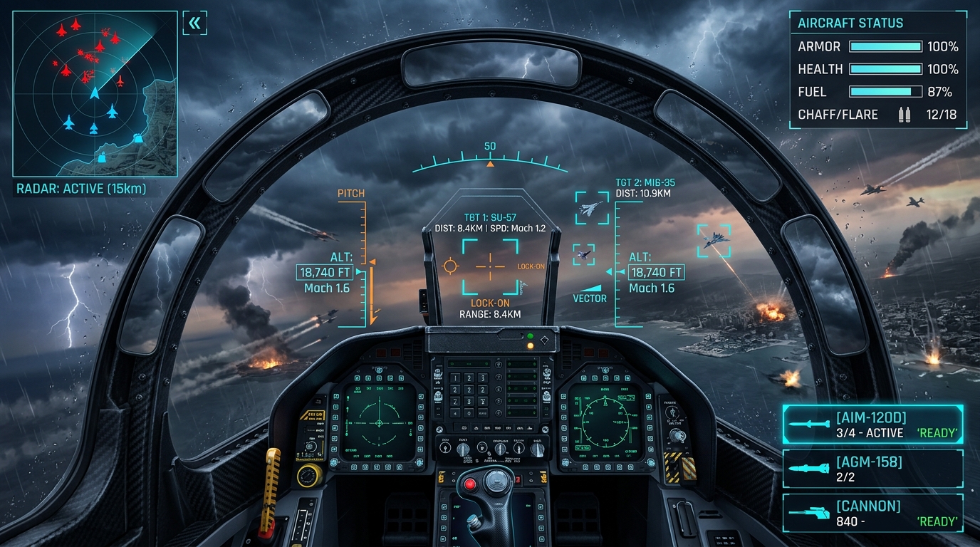 Cockpit HUD Targeting View in Operation Black Sky